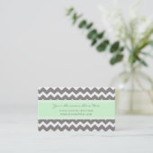 Mint Gray Chevron Retro Visitekaartjes (Staand voorkant)