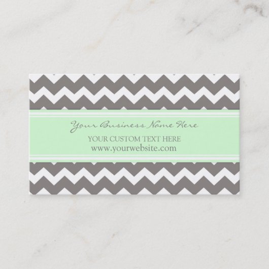 Mint Gray Chevron Retro Visitekaartjes (Voorkant)