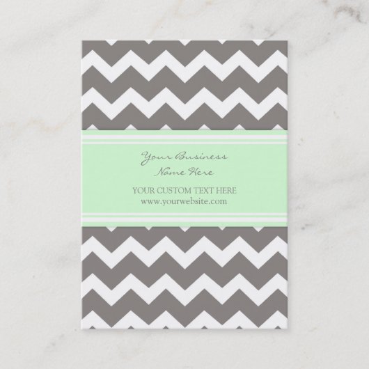 Mint Gray Chevron Retro Visitekaartjes (Voorkant)
