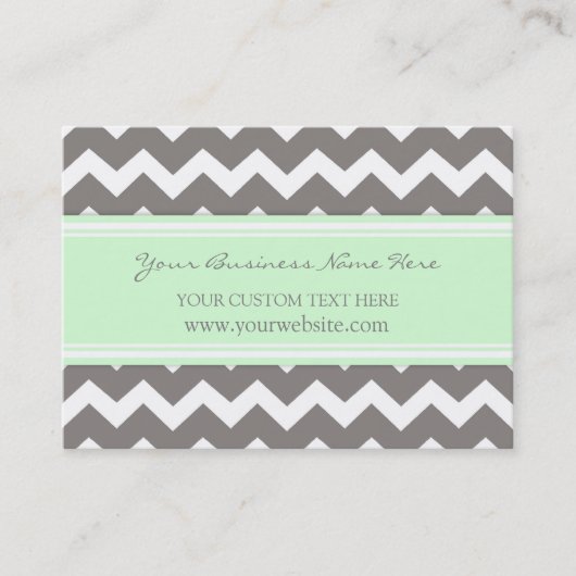 Mint Gray Chevron Retro Visitekaartjes (Voorkant)