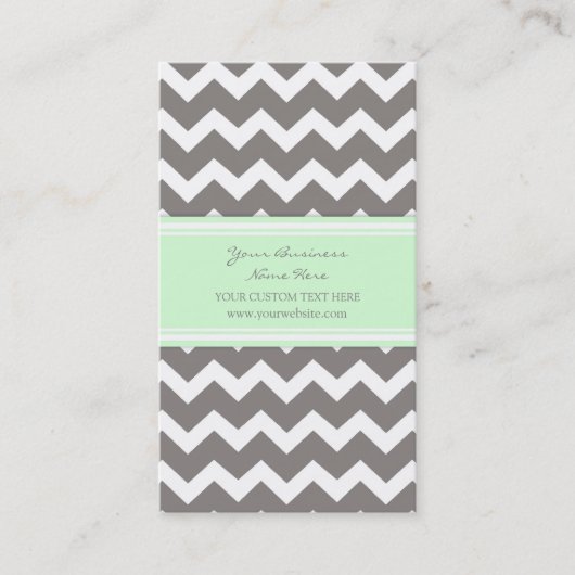 Mint Gray Chevron Retro Visitekaartjes (Voorkant)