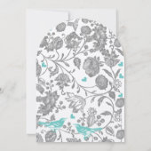  Mint Gray Floral Pattern Lovebird Wedding Kaart (Achterkant)