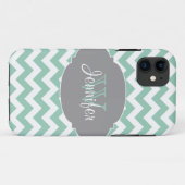 Mint & Gray Trendy Pattern monogram iPhone 5 Case-Mate iPhone Case (Achterkant (horizontaal))