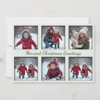 Mint Green 6-Foto Kerstgroeten | Familie Feestdagenkaart