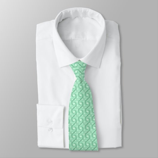 Mint Green Abstract Ocean Waves Groovy Pattern Stropdas (Gebonden)