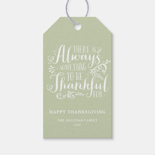 Mint Green altijd dankbaar citaat Thanksgiving Cadeaulabel (Voorkant)