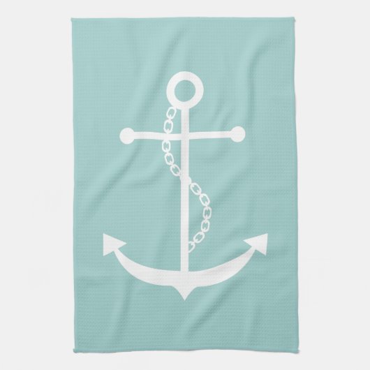 Mint Green Anchor Theedoek (Verticaal)