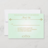 Mint Green and Gold Swirl Wedding Response Cards RSVP Kaartje (Achterkant)
