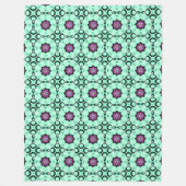 Mint green and purple geometric mandala pattern  fleece deken (Voorkant)