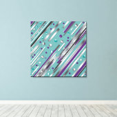 Mint green and Purple polka dot stripe  Canvas Afdruk (Insitu (Houten vloer))