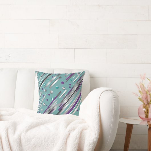 Mint green and Purple polka dot stripe  Kussen (Bank)