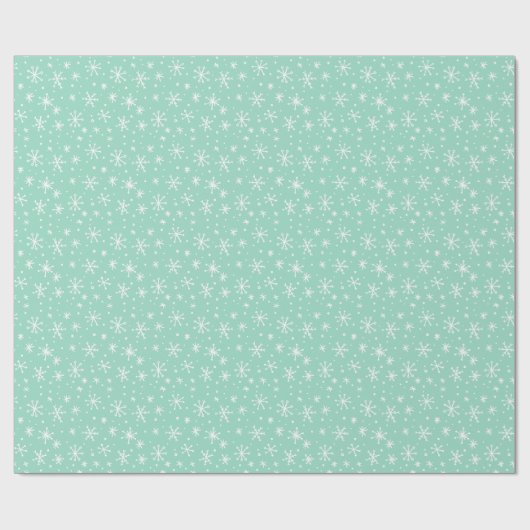 Mint Green and White Snowflake Doodle Holiday Cadeaupapier (Vlak)
