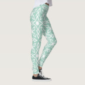 Mint Green Aqua Seafoam et White Print Leggings (Droite)