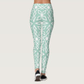 Mint Green Aqua Seafoam et White Print Leggings (Dos)