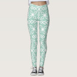 Mint Green Aqua Seafoam et White Print Leggings<br><div class="desc">Avec un arrière - plan vert menthe ou aqua vert marine et un imprimé géométrique blanc tout en gras,  ces leggings sont parfaits pour apparier avec une chemise blanche ou pour accuser votre tunique pastel préférée. Chevrons et pétales de fleurs forment un design motif animé sur ces collants.</div>