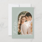 Mint Green Arch Fotobruiloft Bedankkaart (Voorkant)