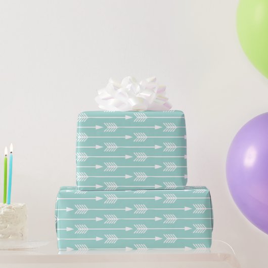 Mint Green Arrows Pattern Cadeaupapier (Feestgeschenken)