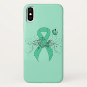 Mint Green Awareness Ribbon with Butterfly Case-Mate iPhone Case (Achterkant)