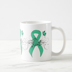 Mint Green Awareness Ribbon with Butterfly Koffiemok