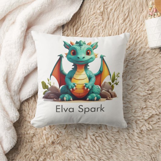 Mint Green Baby Dragon Fantasy gepersonaliseerd Kussen (Deken)