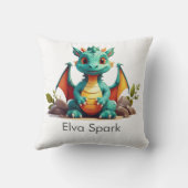 Mint Green Baby Dragon Fantasy gepersonaliseerd Kussen (Achterkant)