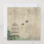 Mint Green Bird Cage Wedding Invitation Kaart (Achterkant)