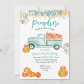 Mint Green Birthday Blue Pumpkin Truck Birthday Kaart (Voorkant)