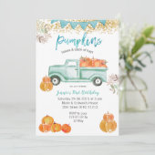 Mint Green Birthday Blue Pumpkin Truck Birthday Kaart (Staand voorkant)