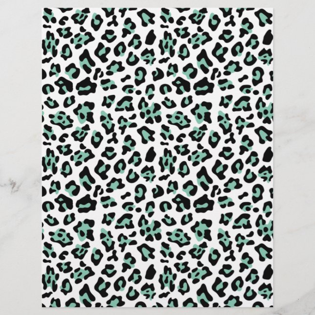 Mint Green Black Leopard Animal Print Patroon (Voorkant)