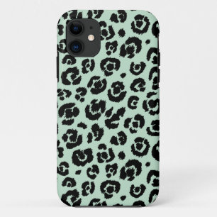 Mint Green Black Leopard Print iPhone 11 Hoesje