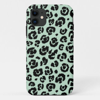 Mint Green Black Leopard Print iPhone 11 Hoesje