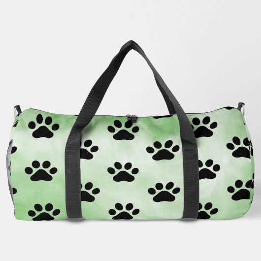 Mint Green Black Paw Print monogram personalize Plunjezak (Achterkant)