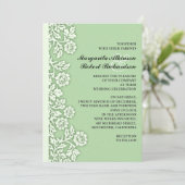 Mint Green bloeit huwelijksuitnodigingen Kaart (Staand voorkant)