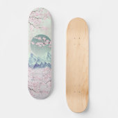 Mint Green Blue Pink Cherry Blossom Moon Mountain Skateboard (Voorkant)