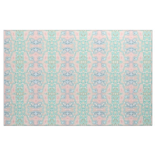 Mint Green Blue Pink Retro Nouveau Mosaic Pattern Stof