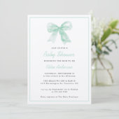 Mint Green Bow Minimaal Genderneutraal Baby shower Kaart (Staand voorkant)