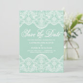 Mint Green  Brocade Lace Wedding Save The Date (Staand voorkant)