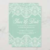 Mint Green  Brocade Lace Wedding Save The Date (Voorkant / Achterkant)