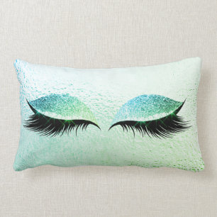 Mint Green Bue Glitter Black Lashes make up Kussen