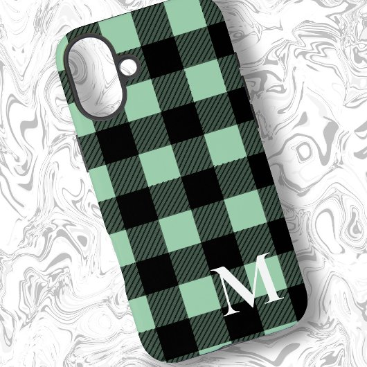 Mint Green Buffalo Plaid Check Case-Mate iPhone Case