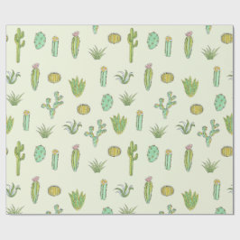 Mint Green Cactus Print Wrapping Paper Cadeaupapier