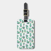 Mint Green Cactus & Succulent Plant Pattern Bagagelabel (Voorkant verticaal)