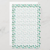 Mint Green Cactus & Succulent Plant Pattern Briefpapier (Voorkant / Achterkant)