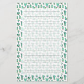 Mint Green Cactus & Succulent Plant Pattern Briefpapier (Voorkant)