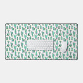 Mint Green Cactus & Succulent Plant Pattern Bureaumat (Keyboard & Muis)