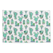 Mint Green Cactus & Succulent Plant Pattern Kussensloop (Achterkant-Rechts)