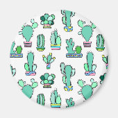 Mint Green Cactus & Succulent Plant Pattern Magneet (Voorkant)