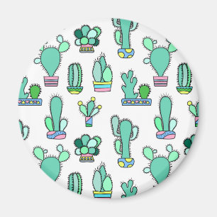 Mint Green Cactus & Succulent Plant Pattern Magneet