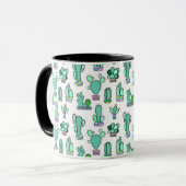 Mint Green Cactus & Succulent Plant Pattern Mok (Voorkant links)