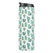 Mint Green Cactus & Succulent Plant Pattern Thermosbeker (Geroteerd rechts)